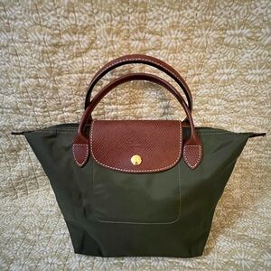 Green Longchamp Foldable Zipper Tote Bag